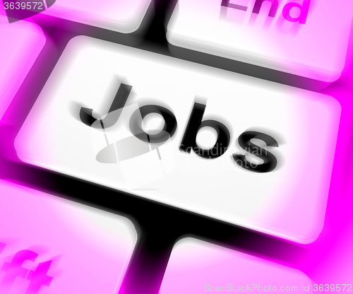 Image of Jobs Keyboard Shows Hiring Recruitment Online Hire Job