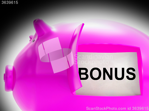 Image of Bonus Piggy Bank Coins Means Perk Or Benefit
