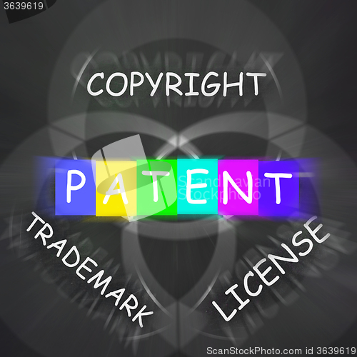 Image of Patent Copyright License and Trademark Displays Intellectual Pro