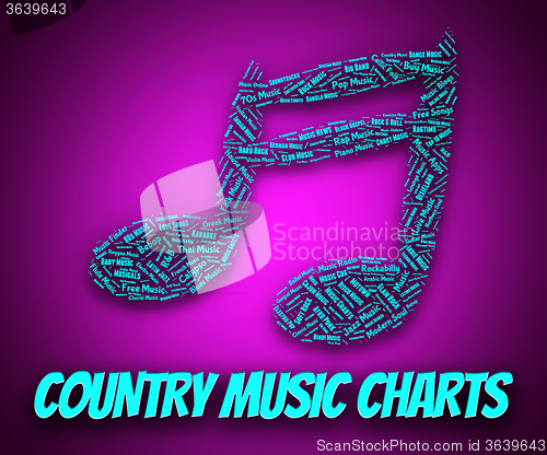 Image of Country Music Charts Indicates Best Sellers And Albums