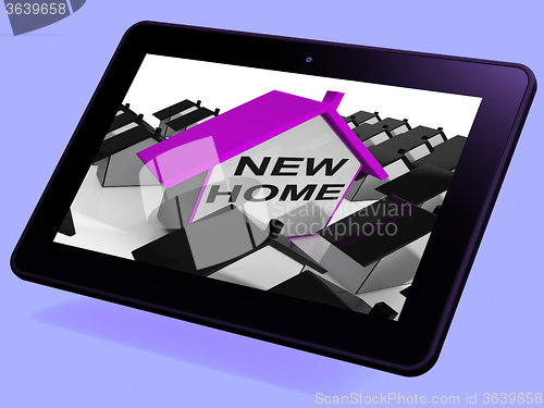 Image of New Home House Tablet Means Buying Or Renting Out Property