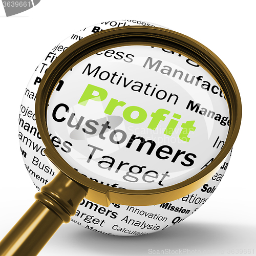 Image of Profit Magnifier Definition Shows business Earnings And Incomes