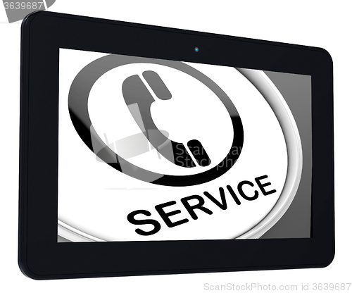 Image of  Service  Tablet Means Call For Customer Help