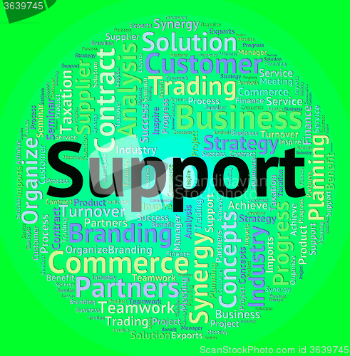 Image of Support Word Represents Assist Wordclouds And Helps