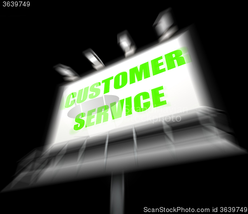 Image of Customer Service Media Sign Displays Consumer Assistance and Ser