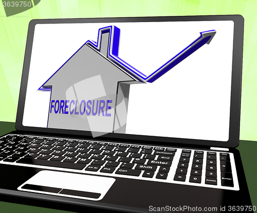 Image of Foreclosure House Laptop Shows Lender Repossessing And Selling