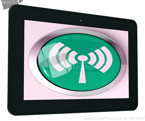 Image of Wifi Tablet Shows Wireless Internet Access Transmitter