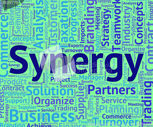 Image of Synergy Word Means Team Work And Partner