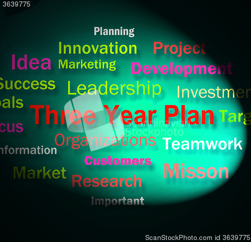 Image of Three Year Plan Words Shows Future Business Program