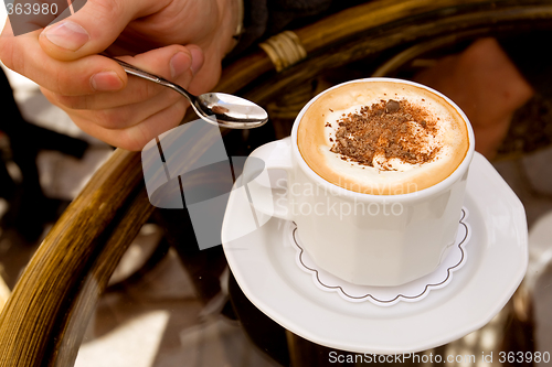 Image of Drinking capuccino