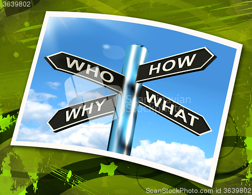 Image of Who How Why What Questions Sign Mean Researching And Investigati