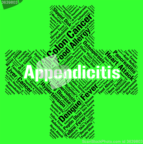 Image of Appendicitis Word Shows Ill Health And Ailment