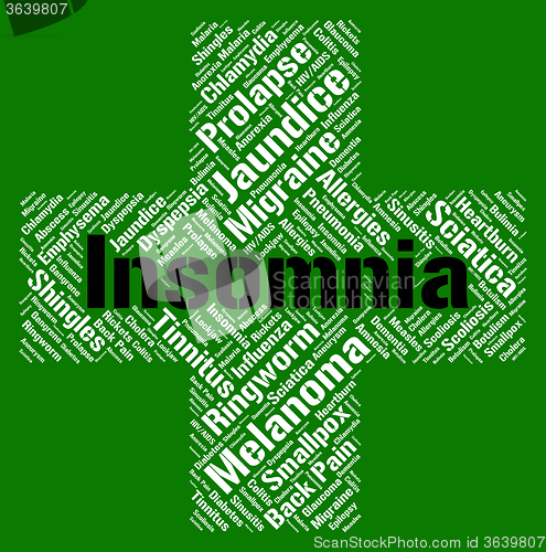 Image of Insomnia Word Means Sleep Disorder And Affliction