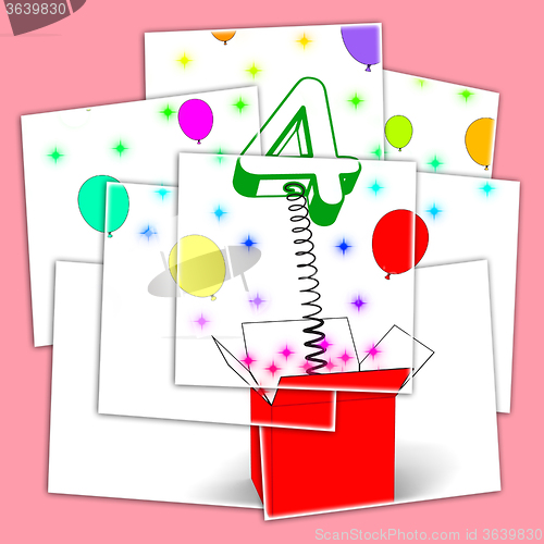 Image of Number Four Surprise Box Displays Sparkling Confetti And Colourf