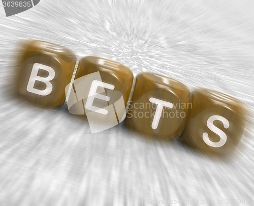 Image of Bets Dice Displays Gambling Chance Or Sweep Stake