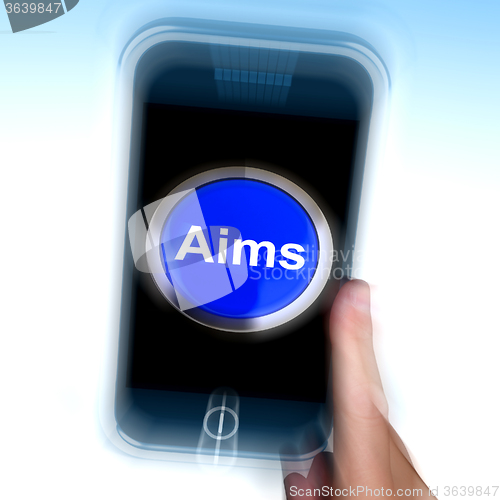 Image of Aim On Mobile Phone Shows Targeting Aspirations