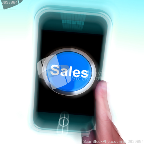 Image of Sales On Mobile Phone Shows Promotions And Deals