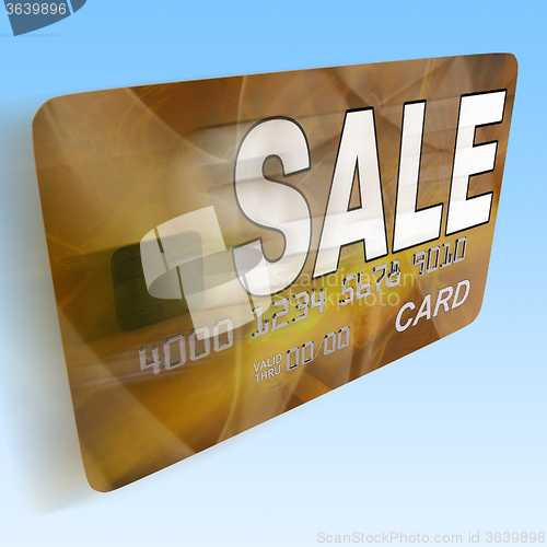 Image of Sale On Credit Debit Card Flying Shows Offer Bargain Promotion