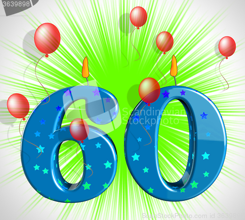 Image of Number Sixty Party Show Elderly Birthday Or Birth Anniversary