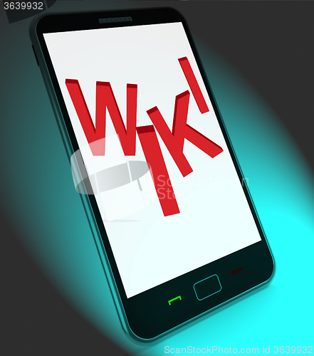 Image of Wiki On Mobile Shows Online Information Knowledge Or Encyclopaed