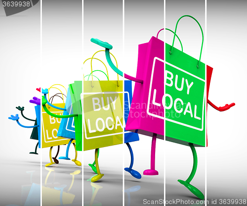 Image of Buy Local Shopping Bags Represent Neighborhood Business and Mark