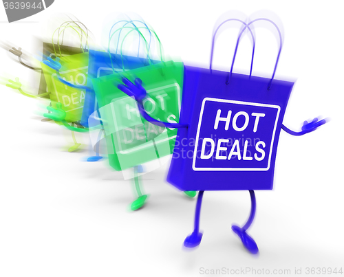 Image of Hot Deals Bags Represent Discounts and Bargains