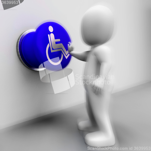 Image of Wheel Chair Pressed Shows Physical Disability And Immobility