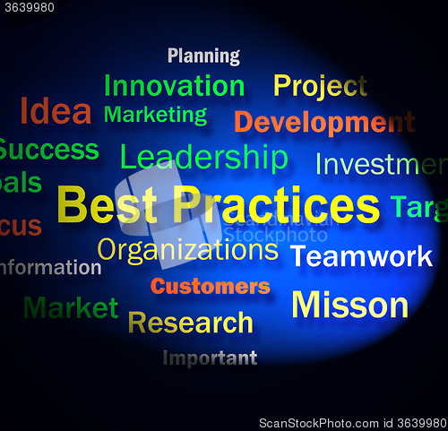 Image of Best Practices Words Shows Optimum Business Procedures