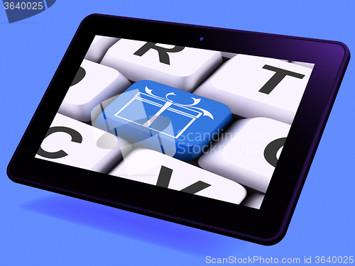 Image of  Xmas Present Key Tablet Means Happy Christmas