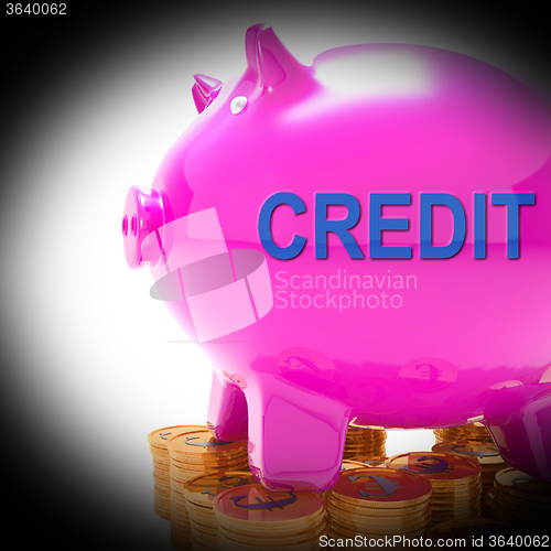 Image of Credit Piggy Bank Coins Means Financing From Creditors