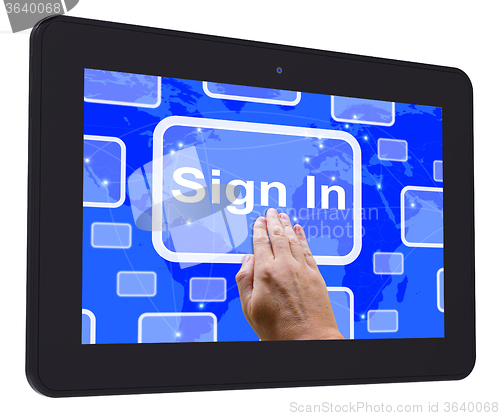 Image of Sign In Tablet Touch Screen Shows Website Logins And Sign in