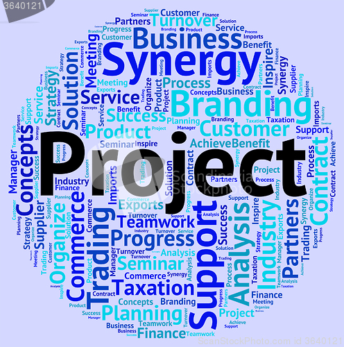 Image of Project Word Indicates Programme Mission And Words