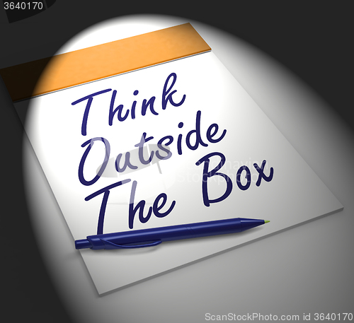 Image of Think Outside The Box Notebook Displays Creativity Or Brainstorm