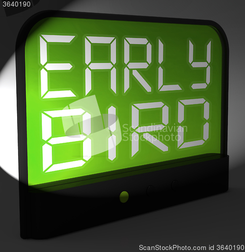 Image of Early Bird Digital Clock Shows Punctuality Or Ahead Of Schedule