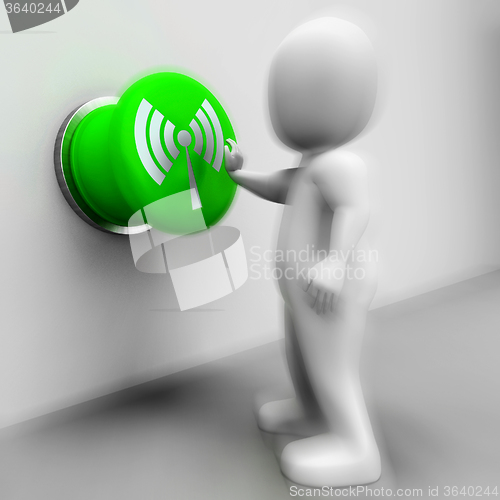 Image of Wi-fi Pressed Means Internet Connection Or Mobile Data