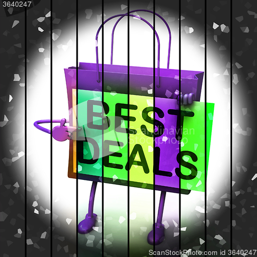 Image of Best Deals Shopping Bag Represents Bargains and Discounts