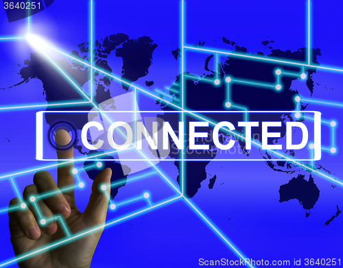 Image of Connected Screen Indicates Networking connecting and Internation