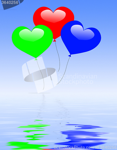 Image of Colourful Heart Balloons Displays Wedding Feast Or Engagement Pa