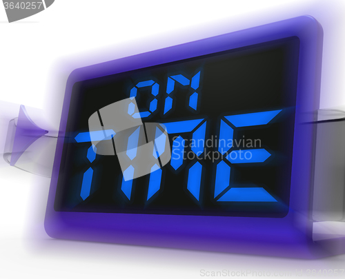 Image of On Time Digital Clock Shows Punctual And Reliable