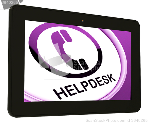 Image of Helpdesk Tablet Shows Call For Advice