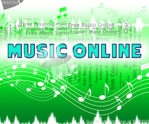 Image of Music Online Shows World Wide Web And Audio