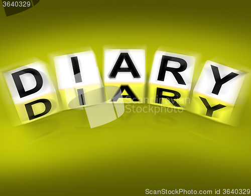 Image of Diary Blocks Displays Journal Blog or Autobiographical Record