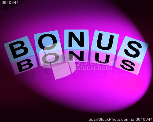 Image of Bonus Dice Indicate Promotional Gratuity Benefits and Bonuses