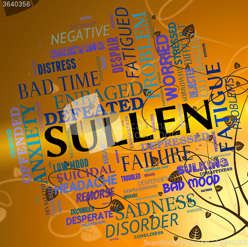 Image of Sullen Word Represents Bad Tempered And Angry