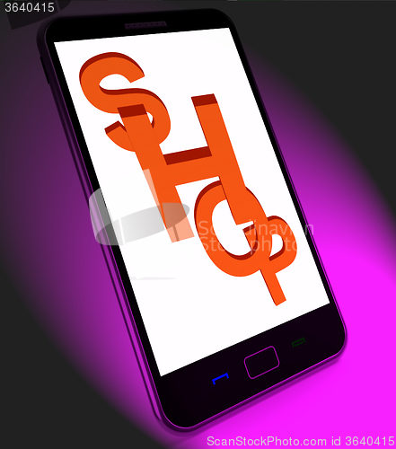 Image of Shop On Mobile Shows Purchases From Online Internet Store