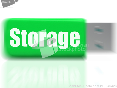 Image of Storage USB drive Shows Data Backup Or Warehousing