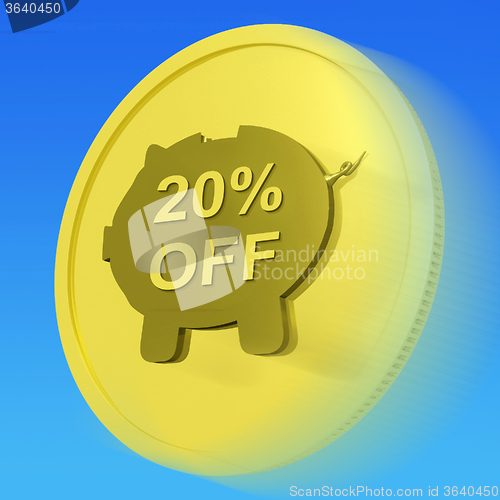 Image of Twenty Percent Off Gold Coin Shows Price Cut 20