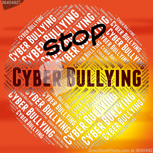 Image of Stop Cyber Bullying Indicates Warning Sign And Web