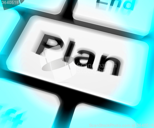 Image of Plan Keyboard Shows Objectives Planning And Organizing