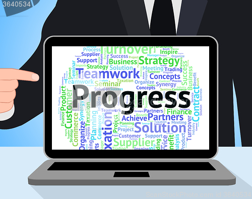 Image of Progress Word Means Progression Betterment And Wordcloud
